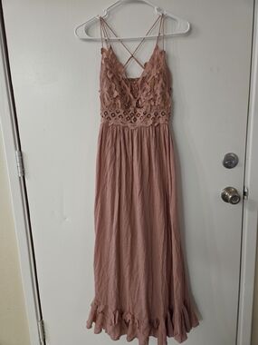 Free People Lace Bodice Strappy Maxi Dress - Dusty Rose